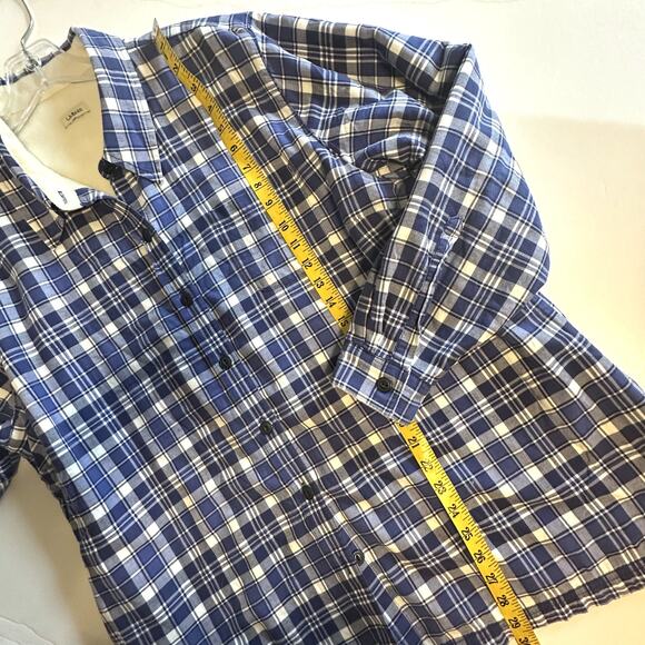 L.L. Bean Fleece-Lined Flannel Shirt/Shacket Womens Size 2X Blue Plaid Preppy - Picture 8 of 8